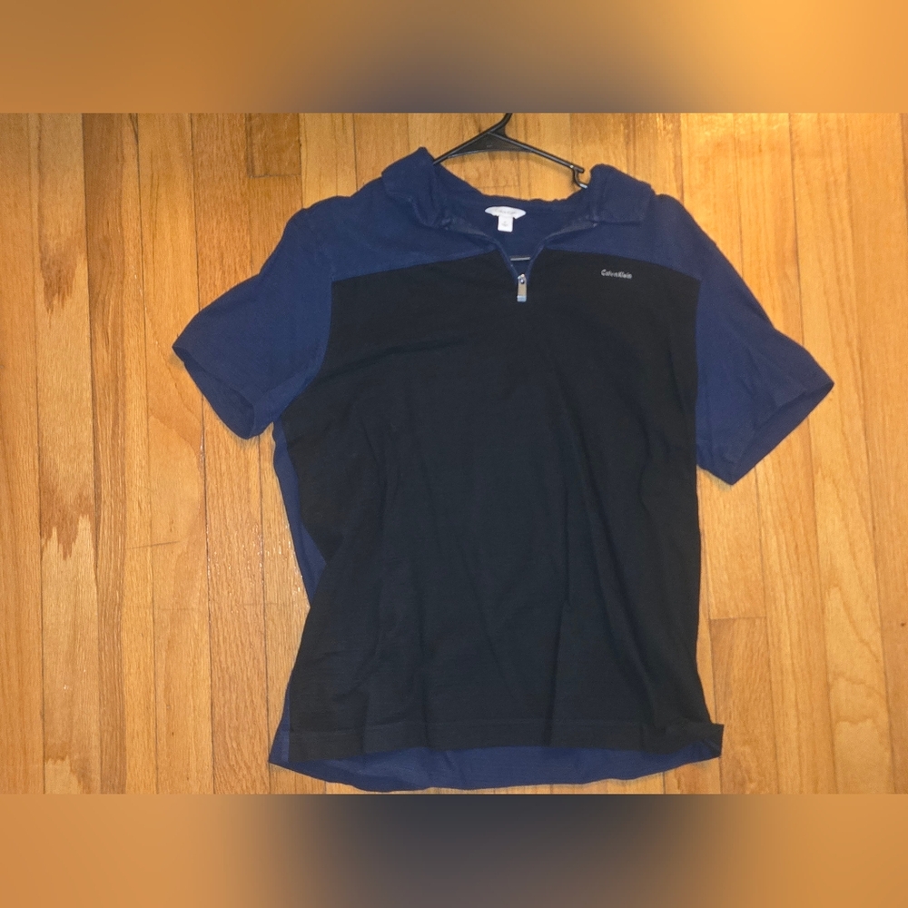 Calvin Klein Black and Navy Zip Polo